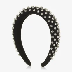 David Charles Hair Accessories*Girls Black Twill Diamanté Hairband
