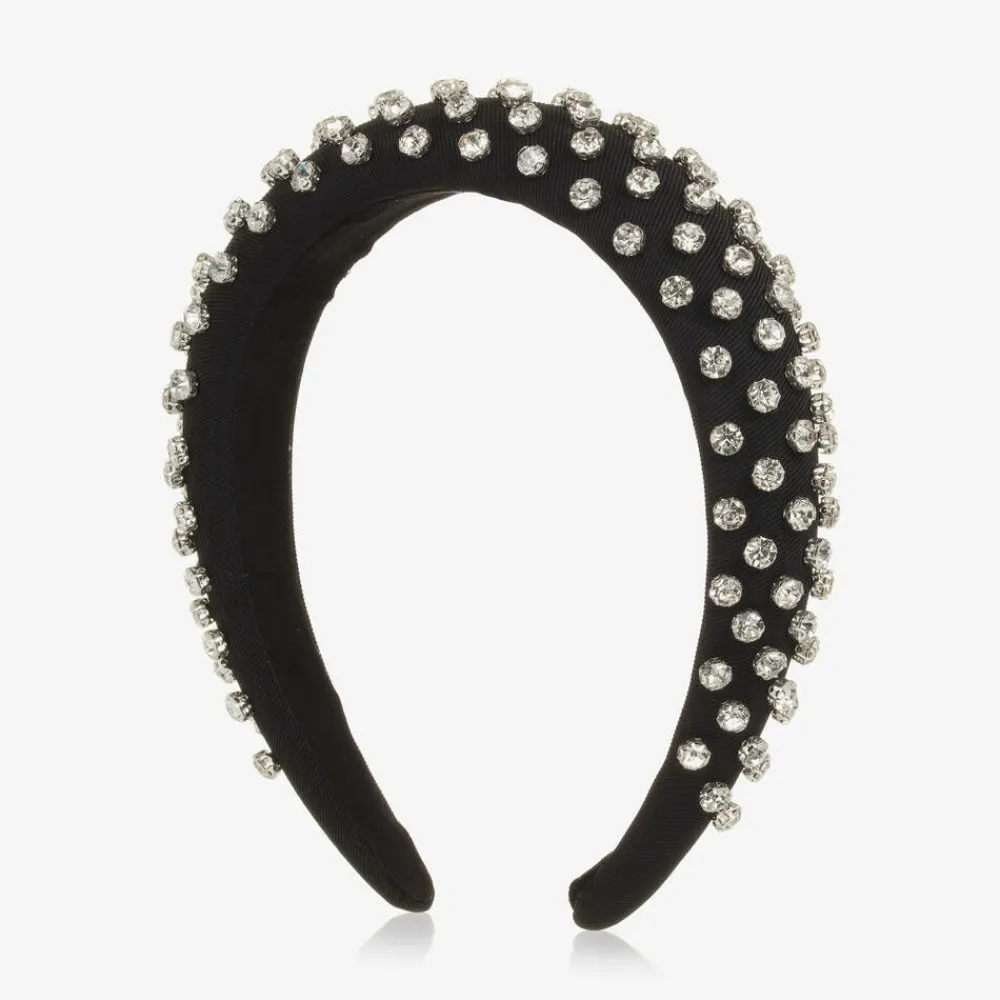 David Charles Hair Accessories*Girls Black Twill Diamanté Hairband