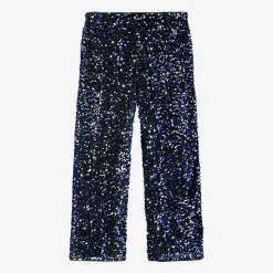 NAME IT Trousers*Girls Black Velour & Blue Sequin Trousers
