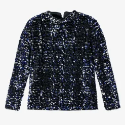 NAME IT Tops*Girls Black Velour & Sequin Top