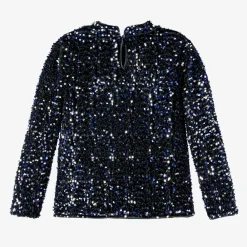 NAME IT Tops*Girls Black Velour & Sequin Top