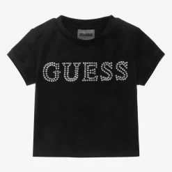Guess Tops*Girls Black Velour T-Shirt