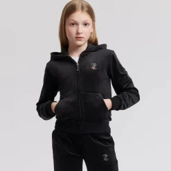 Juicy Couture Tops*Girls Black Velour Zip-Up Top