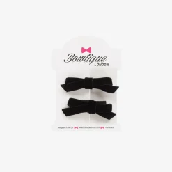Bowtique London Hair Accessories*Girls Black Velvet Bow Hair Clips (2 Pack)