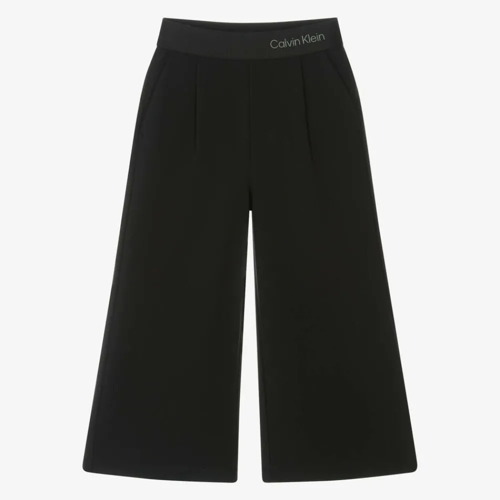 Calvin Klein Trousers*Girls Black Wide Leg Trousers