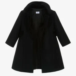 Ancar Coats & Jackets*Girls Black Wool & Velvet Coat