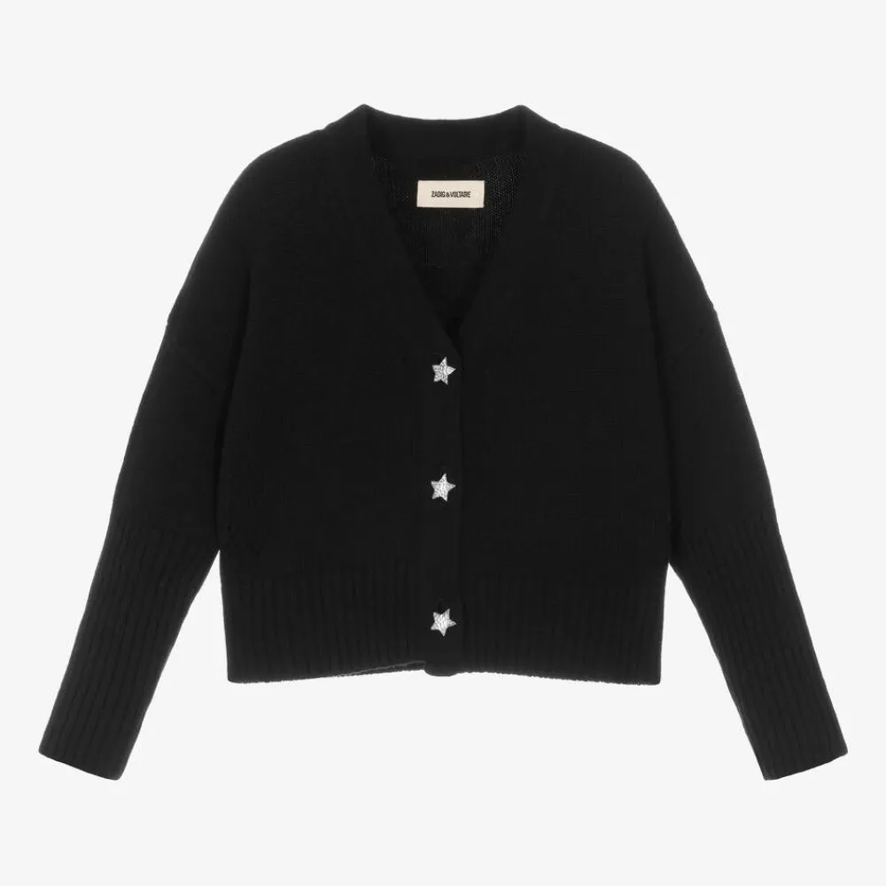 Zadigamp;Voltaire Tops*Girls Black Wool Cropped Cardigan