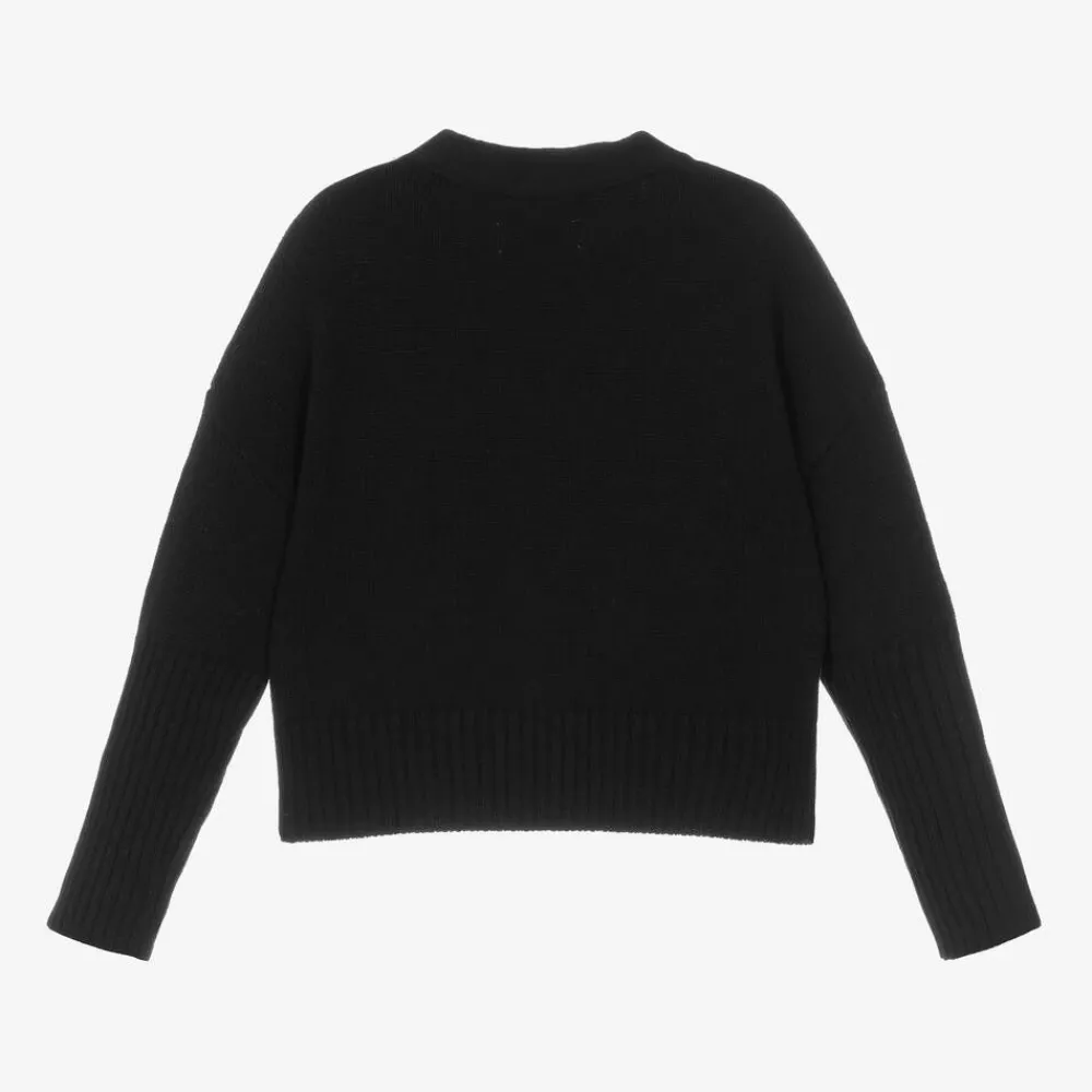 Zadigamp;Voltaire Tops*Girls Black Wool Cropped Cardigan