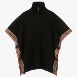 Burberry Coats & Jackets*Girls Black Wool Icon Stripe Cape