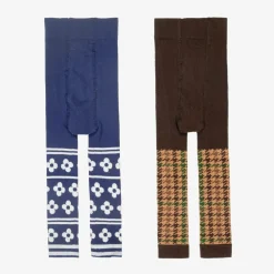 Mini Rodini Leggings*Girls Blue & Brown Cotton Leggings (2 Pack)