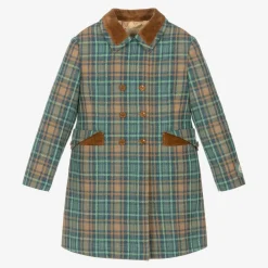 Gucci Coats & Jackets*Girls Blue & Brown Wool Check Coat