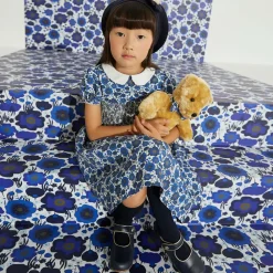 Childrens Classics Bar Shoes*Girls Blue & Gold Shoes