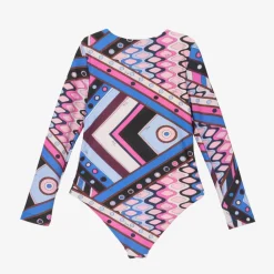 PUCCI Swimwear*Girls Blue & Pink Vivara Swimsuit