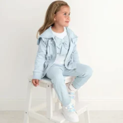 Caramelo Kids Tracksuits*Girls Blue & White Cotton Tracksuit Set