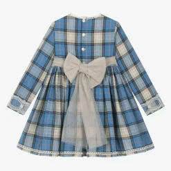 Abuela Tata Dresses*Girls Blue Check Cotton Dress