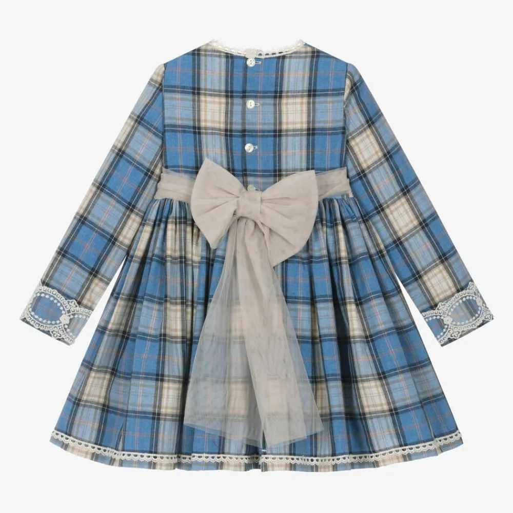 Abuela Tata Dresses*Girls Blue Check Cotton Dress