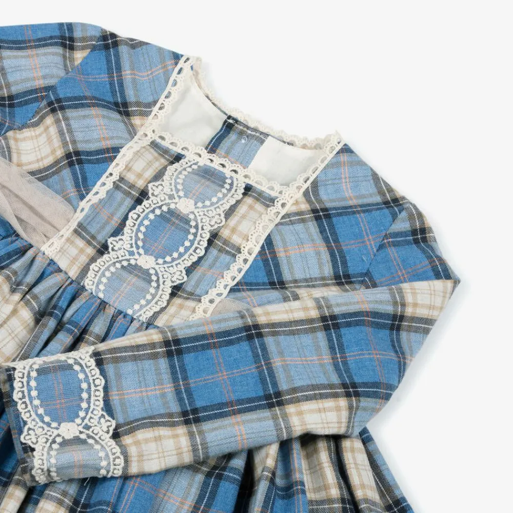 Abuela Tata Dresses*Girls Blue Check Cotton Dress
