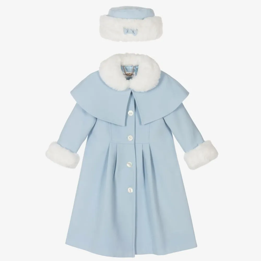 Sarah Louise Coats & Jackets|Coats & Jackets*Girls Blue Coat & Hat Set