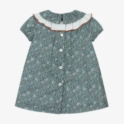 Foque Dresses*Girls Blue Cotton Floral Dress