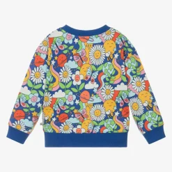Frugi Tops*Girls Blue Cotton Floral Sweatshirt