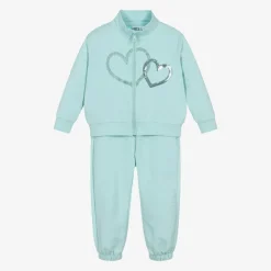 iDO Baby Tracksuits*Girls Blue Cotton Heart Tracksuit