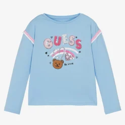 Guess Tops*Girls Blue Cotton Sequin Top