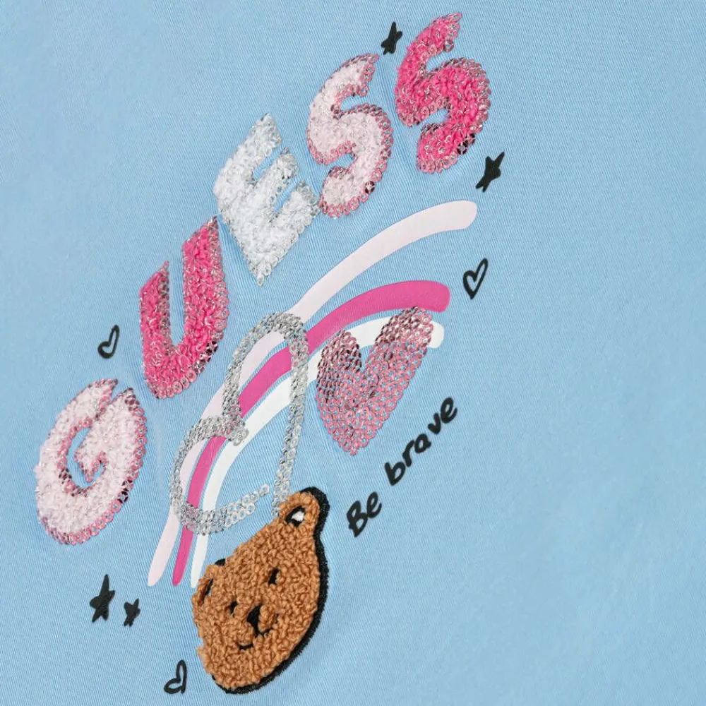 Guess Tops*Girls Blue Cotton Sequin Top