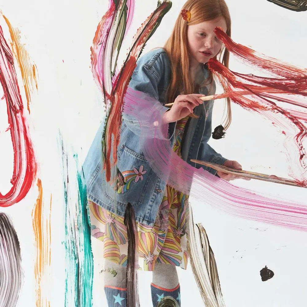 Stella McCartney Kids Coats & Jackets*Girls Blue Denim Embroidered Jacket