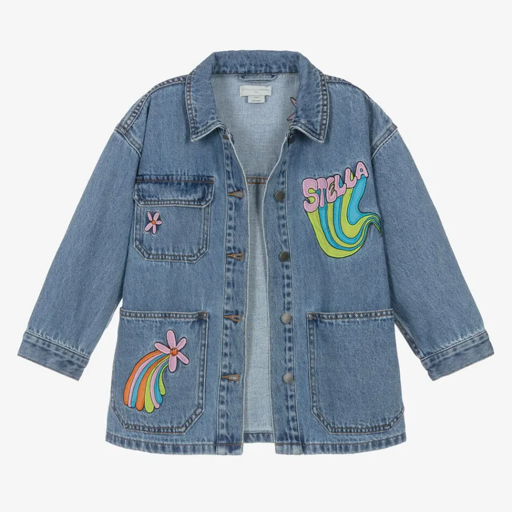Stella McCartney Kids Coats & Jackets*Girls Blue Denim Embroidered Jacket
