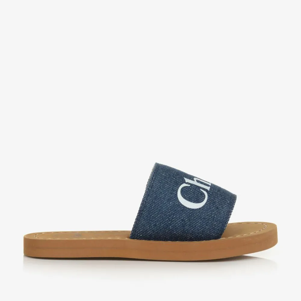 Chloé Sliders|Sliders*Girls Blue Denim Sliders