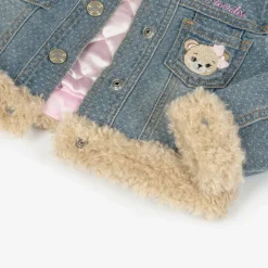 Monnalisa Coats & Jackets*Girls Blue Denim Teddy Bear Jacket