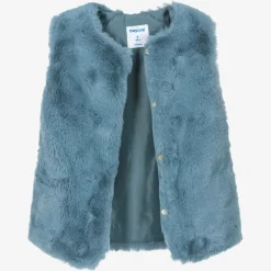 Mayoral Coats & Jackets*Girls Blue Faux Fur Gilet