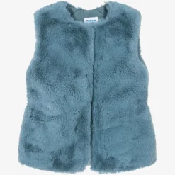 Mayoral Coats & Jackets*Girls Blue Faux Fur Gilet