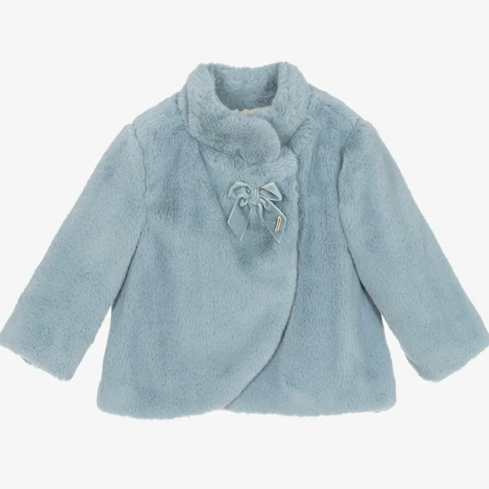 Mayoral Coats & Jackets*Girls Blue Faux Fur Jacket