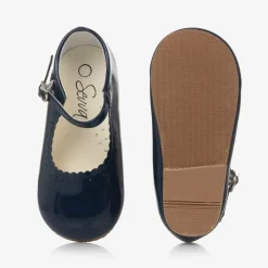 Sevva Bar Shoes|Bar Shoes*Girls Blue Faux Patent Leather Shoes