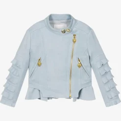 Angels Face Coats & Jackets*Girls Faux Suede Biker Jacket Blue