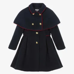 Patachou Coats & Jackets*Girls Blue Felted Cape Coat