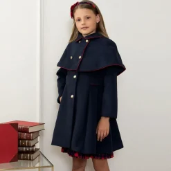 Patachou Coats & Jackets*Girls Blue Felted Cape Coat
