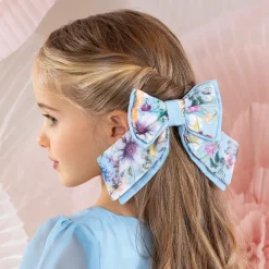 Patachou Hair Accessories*Girls Blue Floral Bow Hair Clip (14cm)