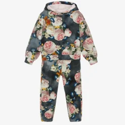 Monnalisa Tracksuits*Girls Blue Floral Cotton Tracksuit