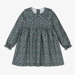 Paloma de la O Dresses*Girls Blue Floral Cotton Dress