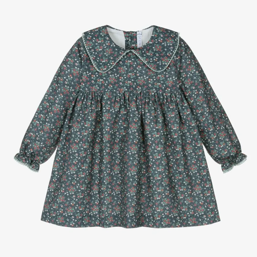 Paloma de la O Dresses*Girls Blue Floral Cotton Dress