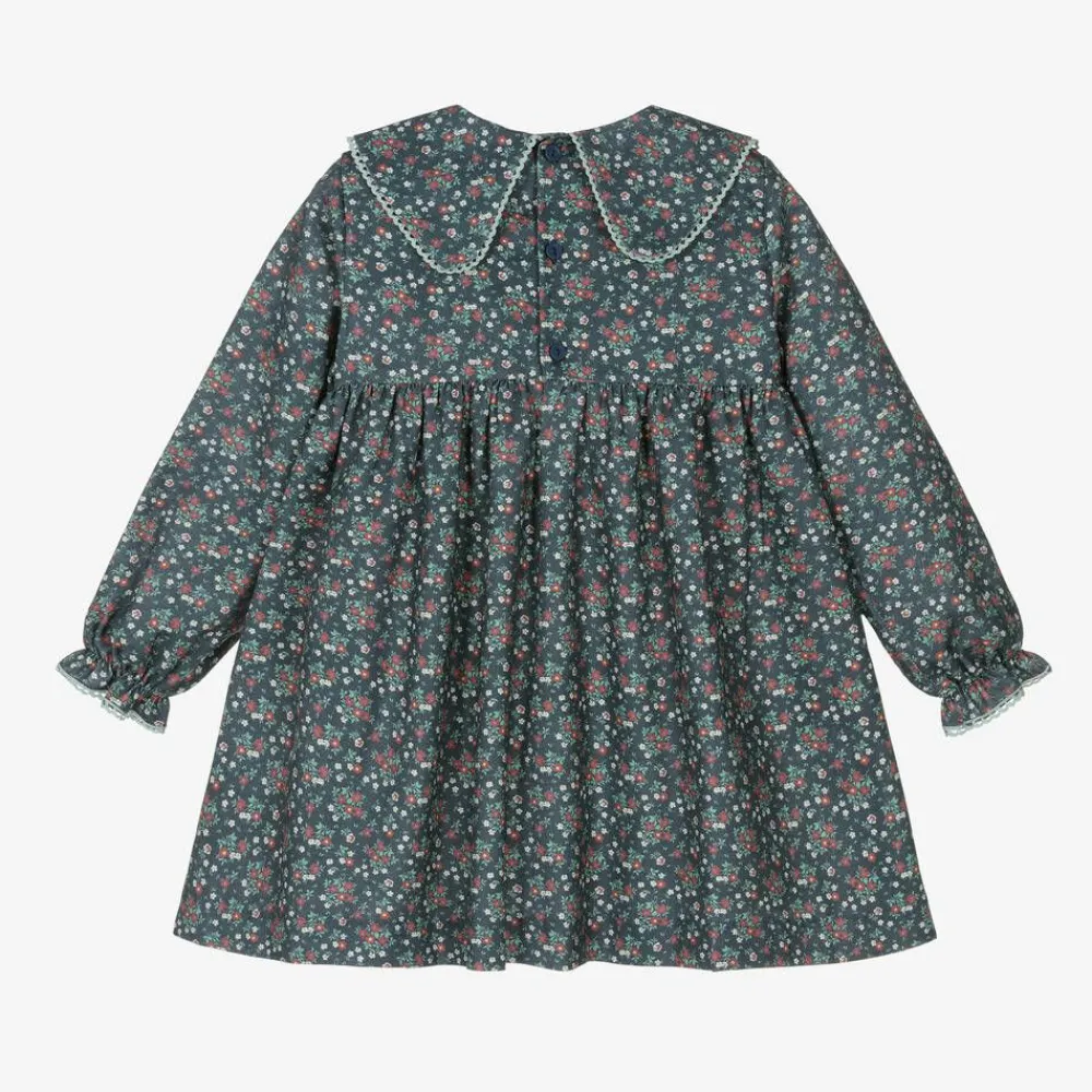 Paloma de la O Dresses*Girls Blue Floral Cotton Dress