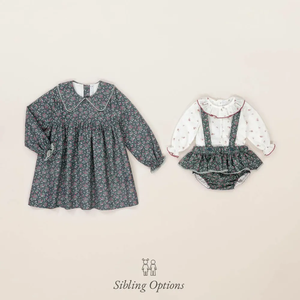 Paloma de la O Dresses*Girls Blue Floral Cotton Dress