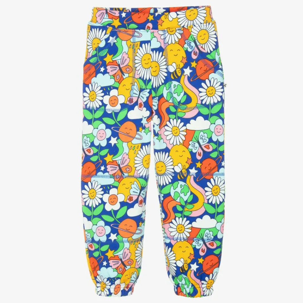 Frugi Trousers*Girls Blue Floral Organic Cotton Joggers