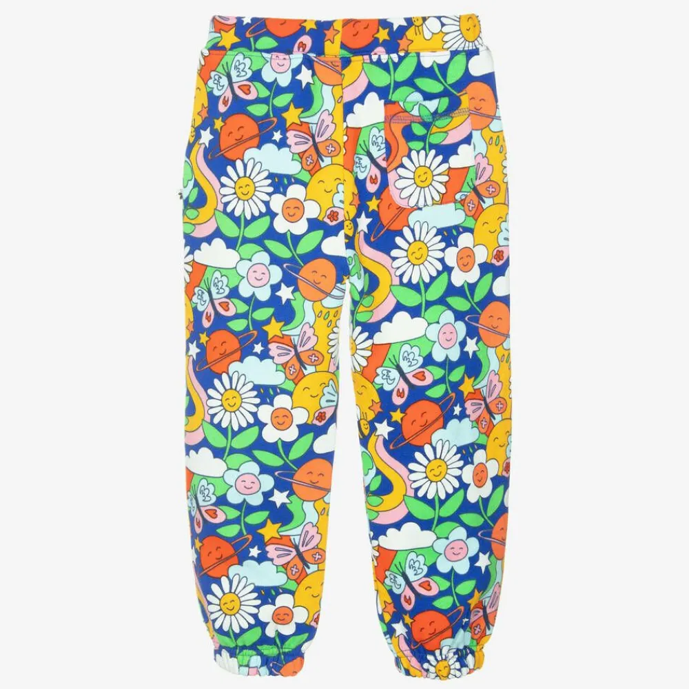 Frugi Trousers*Girls Blue Floral Organic Cotton Joggers