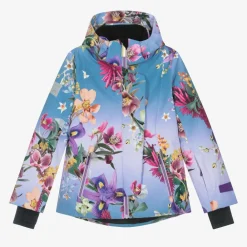 Molo Snowwear*Girls Blue Floral Ski Jacket