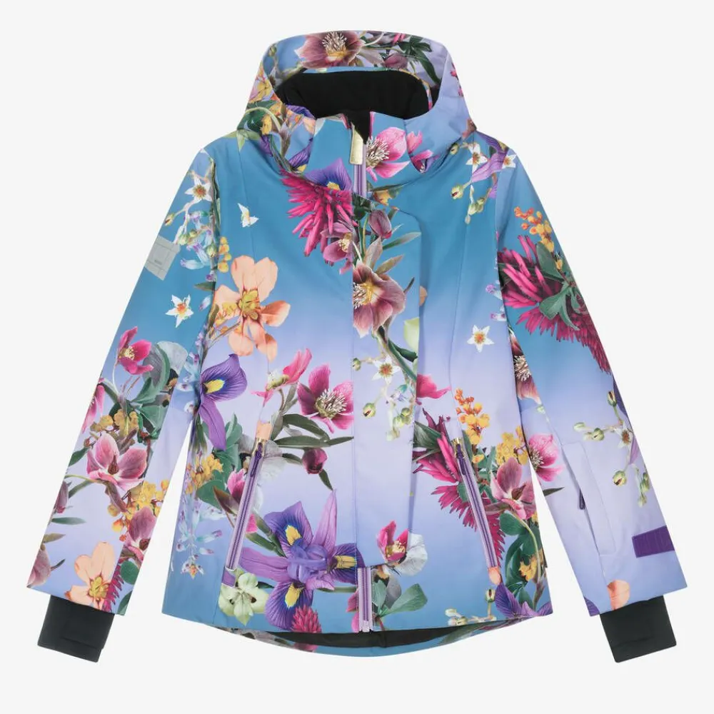 Molo Snowwear*Girls Blue Floral Ski Jacket