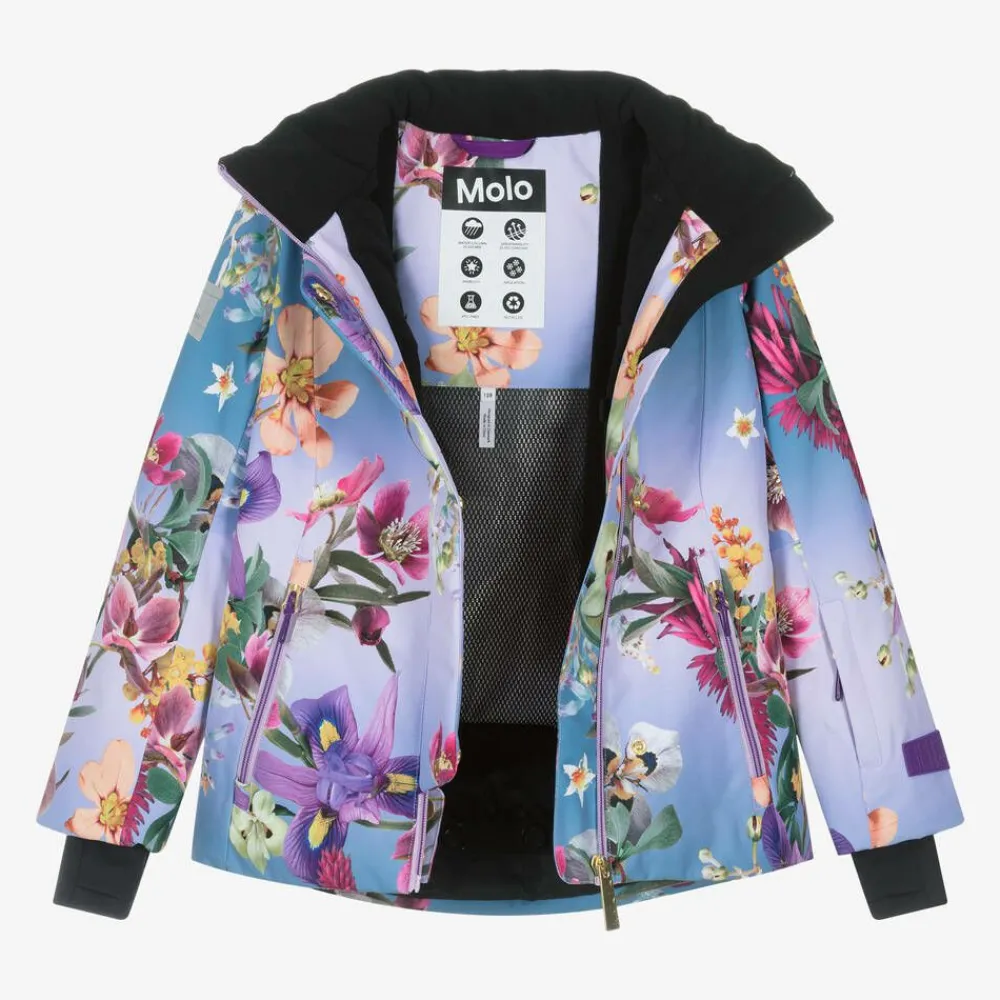 Molo Snowwear*Girls Blue Floral Ski Jacket