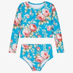 Rock Your Baby Swimwear*Girls Blue Floral Tankini (UPF50+)